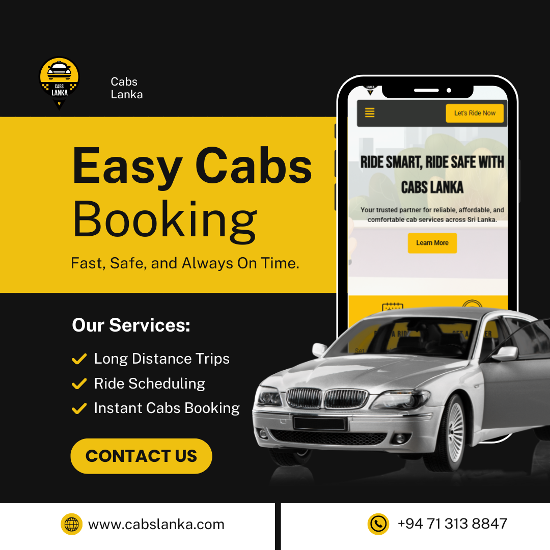 Cabs Lanka Banner Sri Lanka’s Most Reliable Ride.